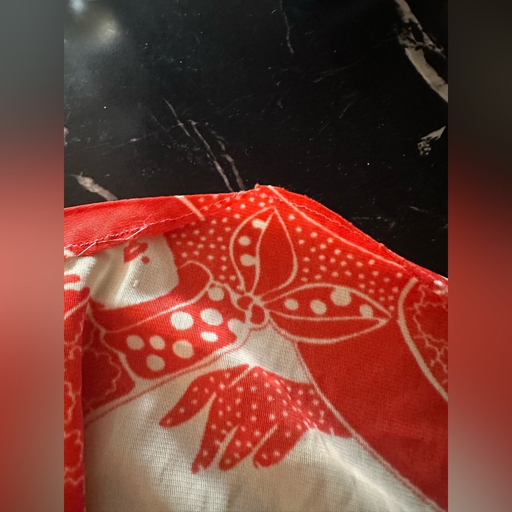 Bold Red And White Patterned Fabric - image 6